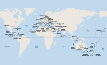 116-Day World Cruise - Roundtrip Ft. Lauderdale Itinerary Map